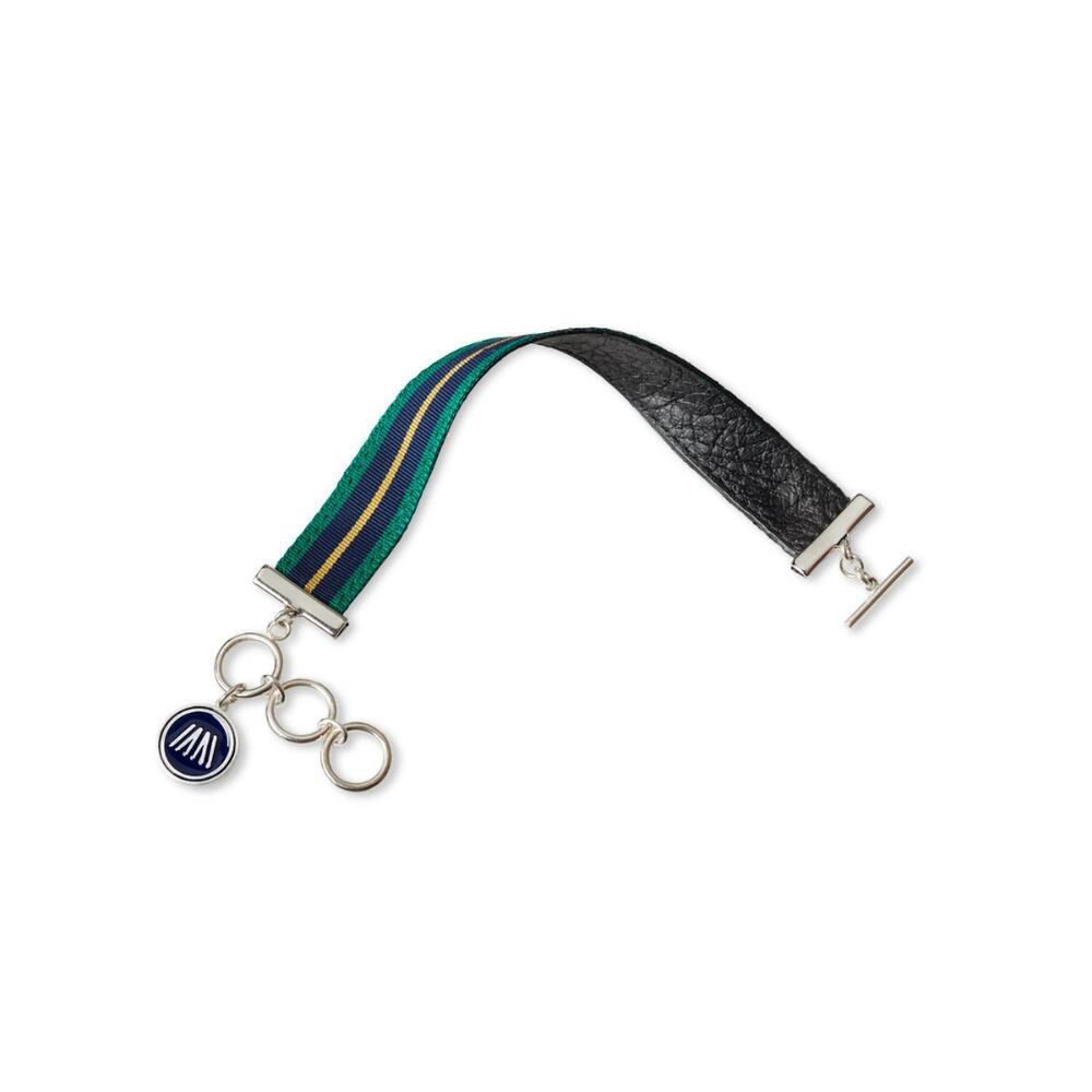 NEW MISSION ATELIER women's ascension bracelet in green navy and gold ribbon